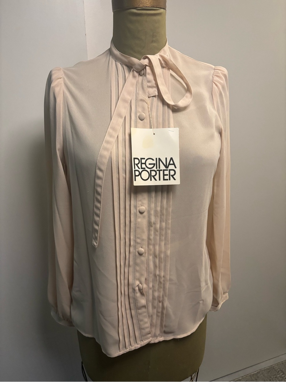Women's Blouse in Light cream with Tie Neck